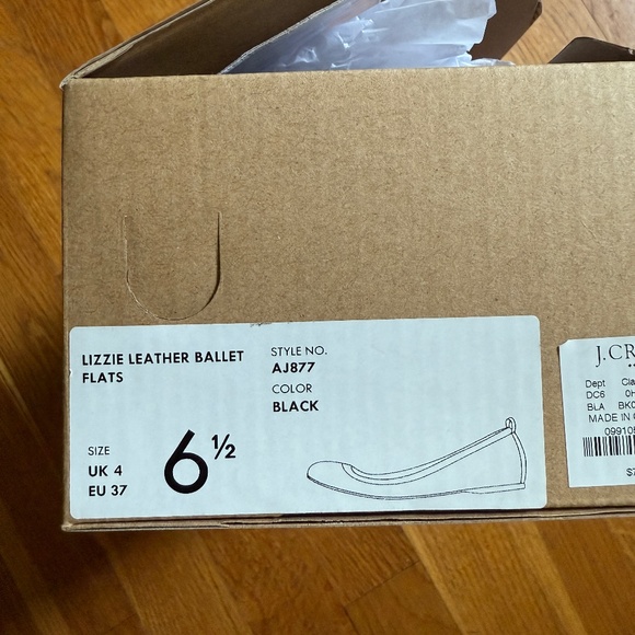 NWT!!! J Crew Lizzie Black Leather Ballet Flats Size 6.5 - Picture 8 of 9